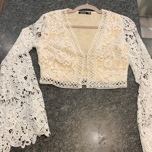 Boohoo Boho White Lace Shirt